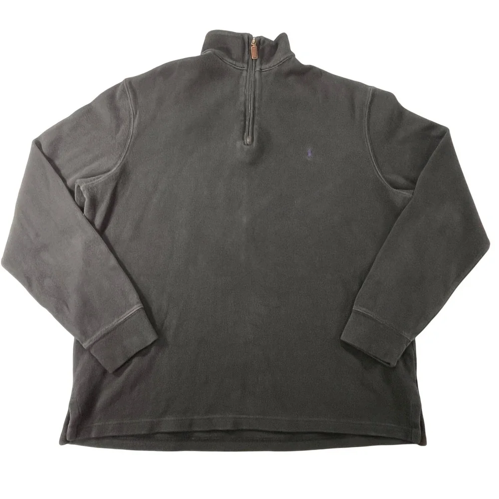 Polo Ralph Lauren Quarter‎ Zip Pullover Mens L Black Cotton Casual Preppy Sporty